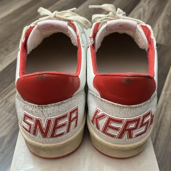 Golden Goose Ballstar 44 White/Strawberry Red Pre-Distressed - Picture 5 of 14